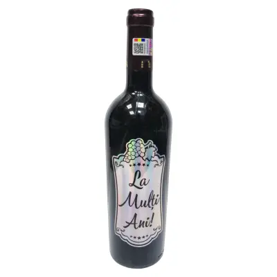 La multi ani, vin rosu cabernet sauvignon personalizat cu mesaj, demisec, 750ml, 13.5% alcool